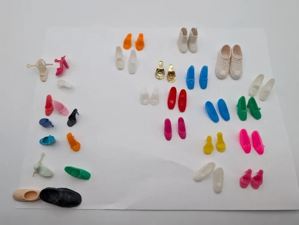 Vintage Doll Shoes Lot Barbie Size Mixed Styles Colors Boots Heels Flats